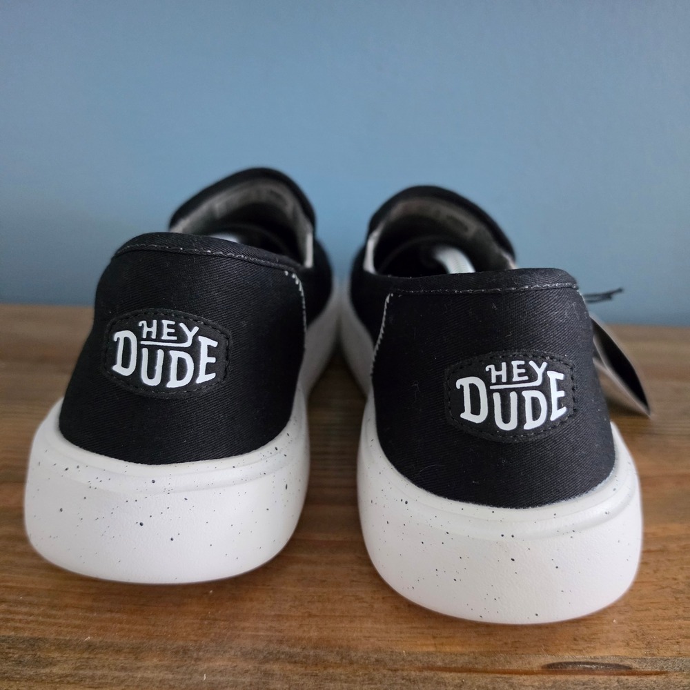 Hey Dude Mens Sunapee M Sport Mesh Slip On Sneakers Black White Speckled 14 - Picture 4 of 11